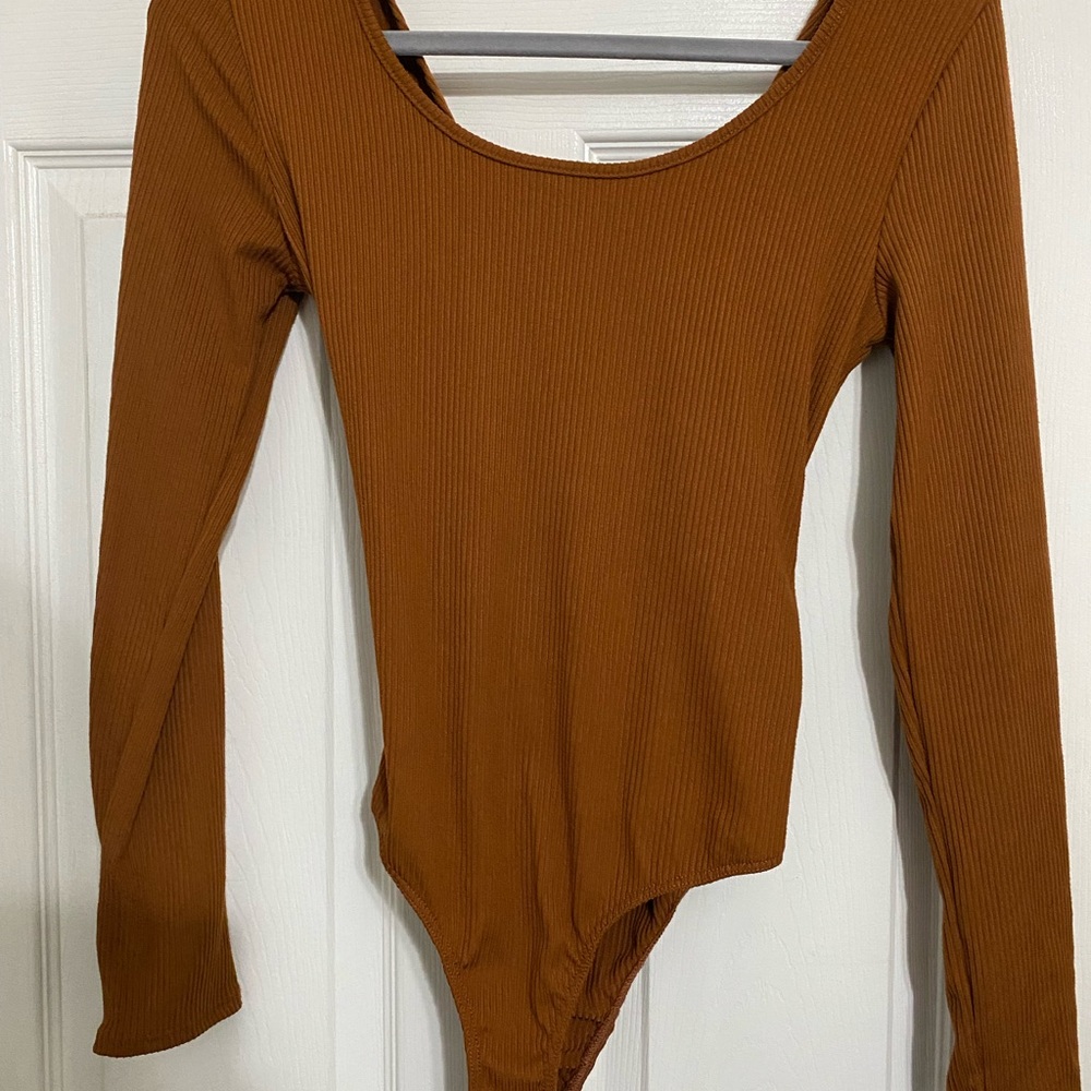 Brown cross back bodysuit
